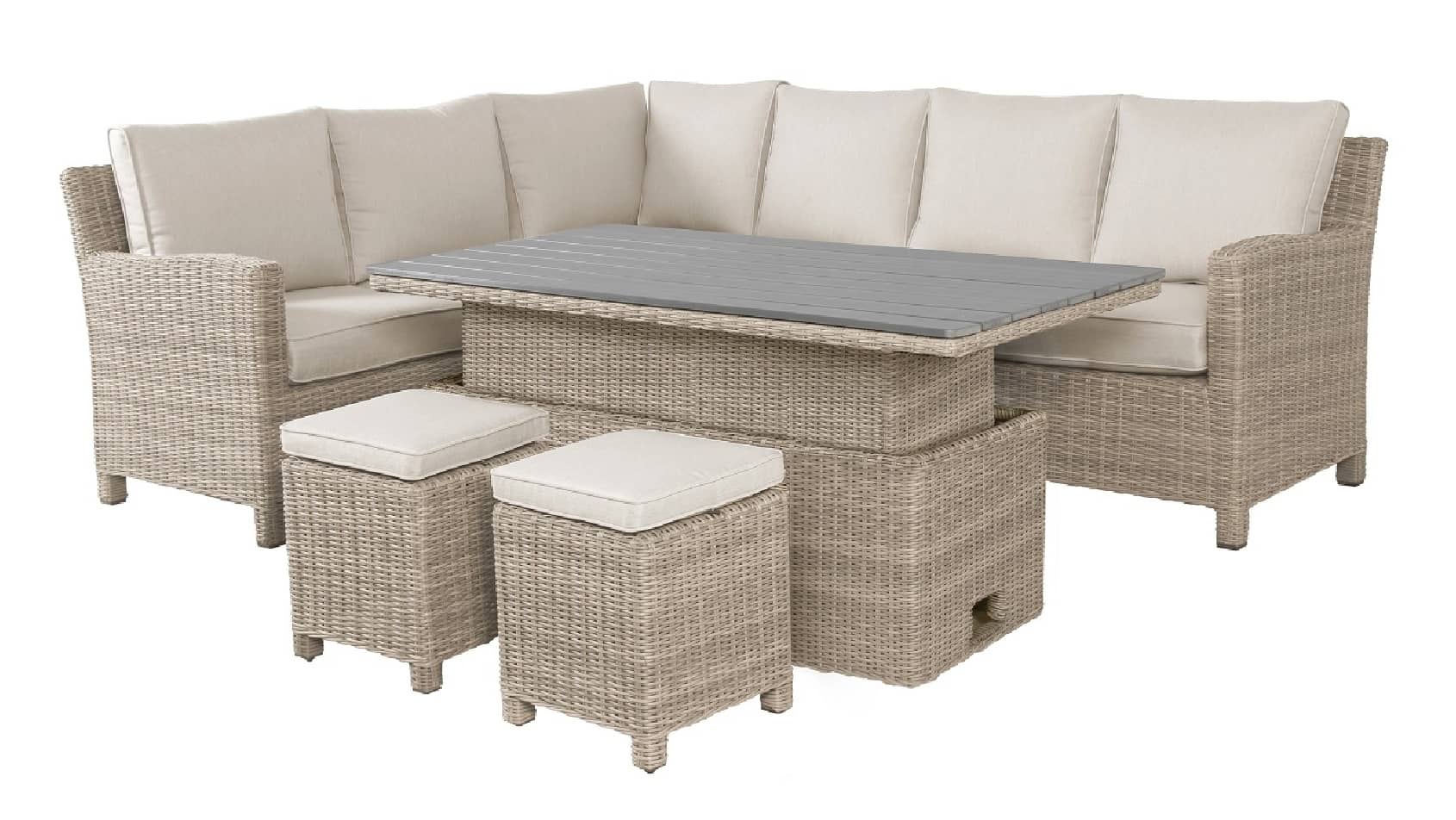 Kettler Palma casual dining corner set RHS with height adjustable table Oyster
