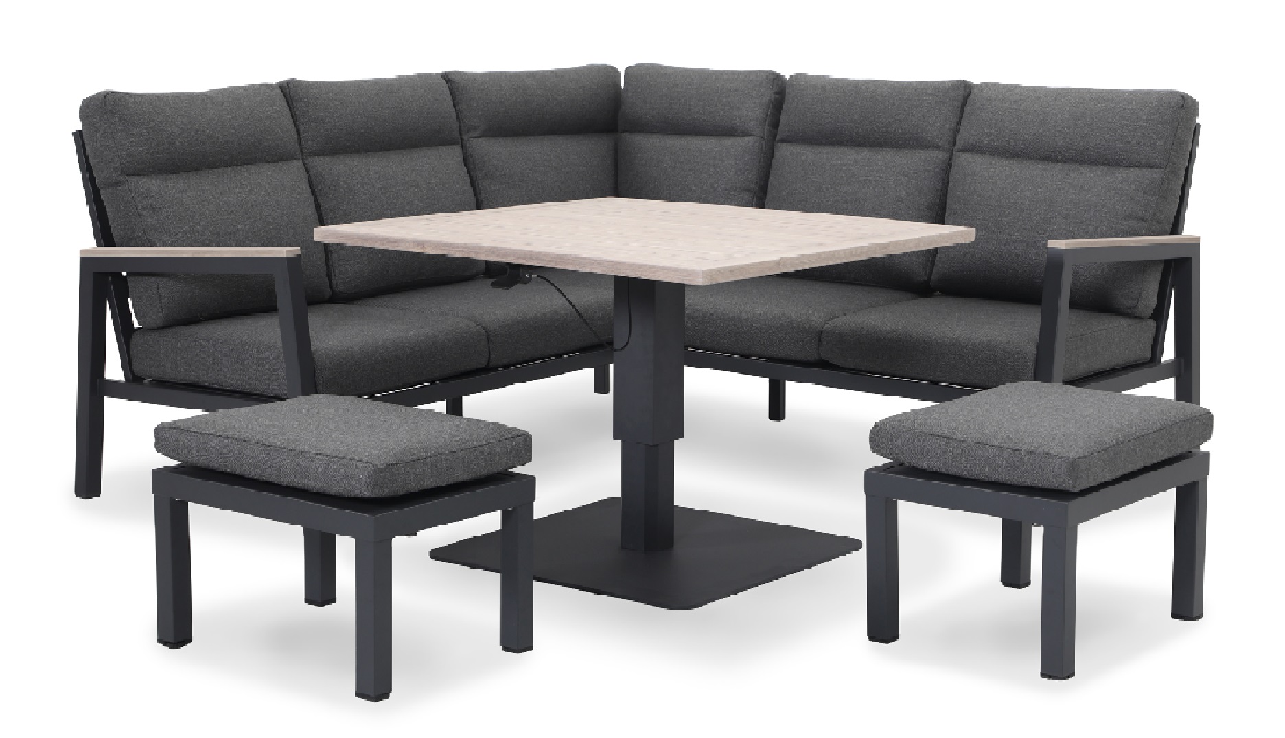 KETTLER Tudor Mini Corner Set with 2 Footstools and Square HighLow Table